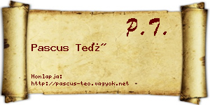 Pascus Teó névjegykártya